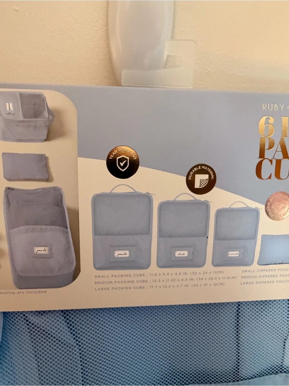 Light Blue 6-Piece Packing Cube Set  organizer and Travel bottle set